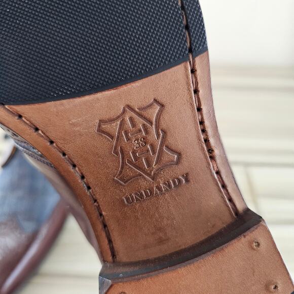 Undandy Men's Brown Denim Chukka Ankle Lace up Leather Boots Size 38 - Picture 9 of 9